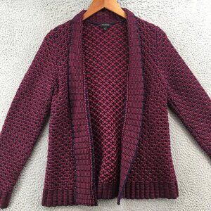 Talbots Open Front Cardigan Sweater Womens S Multicolor Wool Blend Long Sleeve